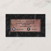 Rosengoldtypographieschwarzmarmor des Makes-up Visitenkarte (Rückseite)
