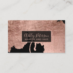 Rosengoldwatercolor-Tropfenhaar-Make-uptypographie Visitenkarte