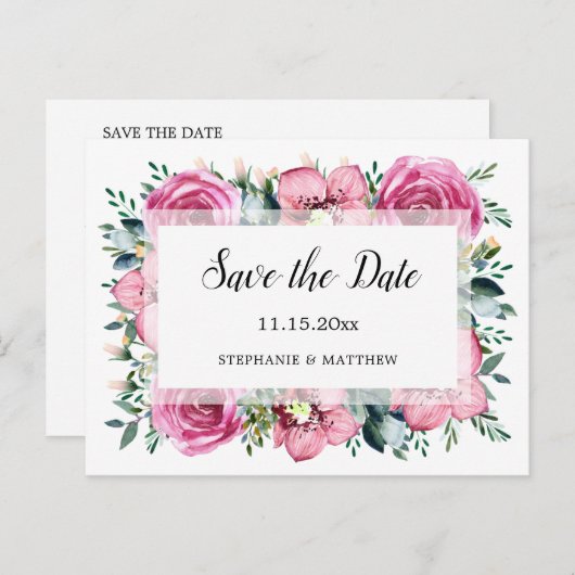 Rosengräber Orchids Blumenhochzeit retten das Datu Ankündigungspostkarte (Vorne/Hinten)