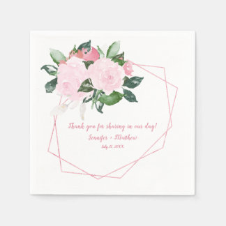 Rosengrün, blassrosa Blätter Empfang | Serviette