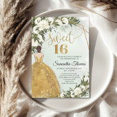 Rosengrün, goldfarbenes Kleid Einladung