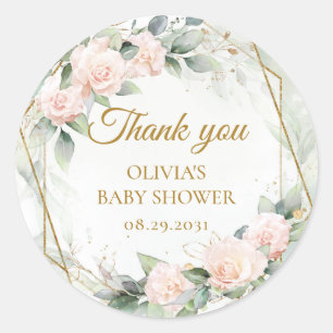 Rosengrün und goldener Rahmen Runder Aufkleber