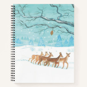 Rosenhirsche in Winterillustration Notizblock