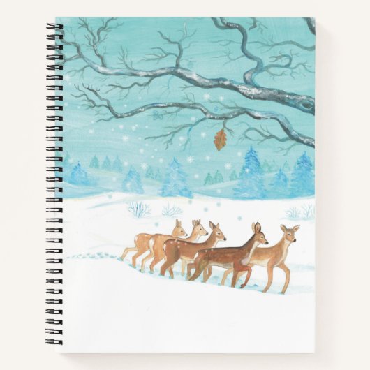 Rosenhirsche in Winterillustration Notizblock (Vorderseite)