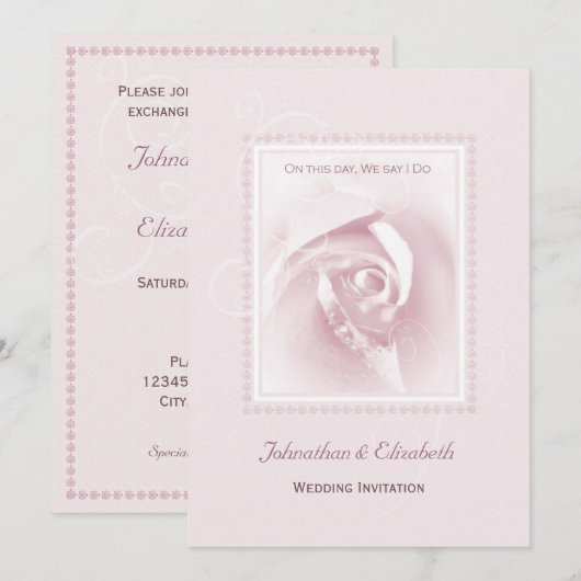 Rosenhochzeit Einladung (Vorne/Hinten)