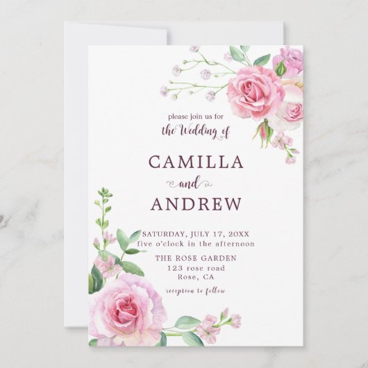 Rosenhochzeit Einladung (Vorderseite)