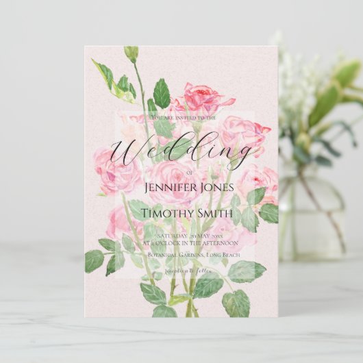 Rosenhochzeit Einladung (Stehend Vorderseite)