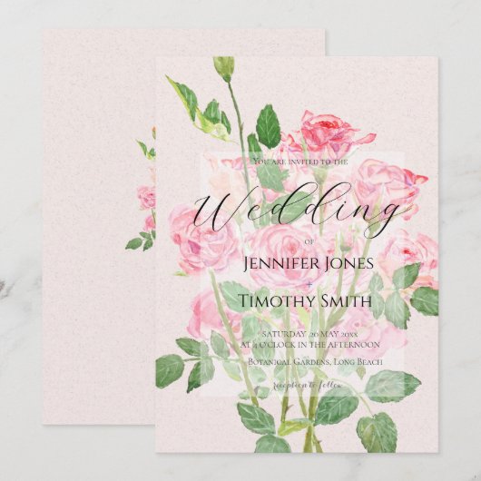 Rosenhochzeit Einladung (Vorne/Hinten)