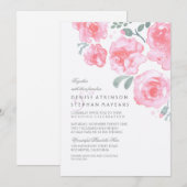 Rosenhochzeit - Einladungen zu Aquarellfarben (Vorne/Hinten)