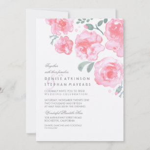 Rosenhochzeit - Einladungen zu Aquarellfarben