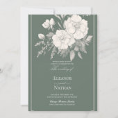 Rosenhochzeit im Indigo-Stil Einladung (Vorderseite)