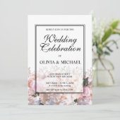 Rosenhochzeit in Rosa Einladung