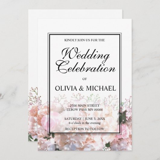 Rosenhochzeit in Rosa Einladung