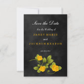 Rosenhochzeit in Schwarz und Gelb - Save the Date (Vorderseite)
