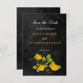 Rosenhochzeit in Schwarz und Gelb - Save the Date (Vorne/Hinten)