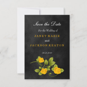 Rosenhochzeit in Schwarz und Gelb - Save the Date