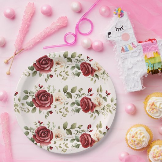 Rosenhochzeit Pappteller (Party)