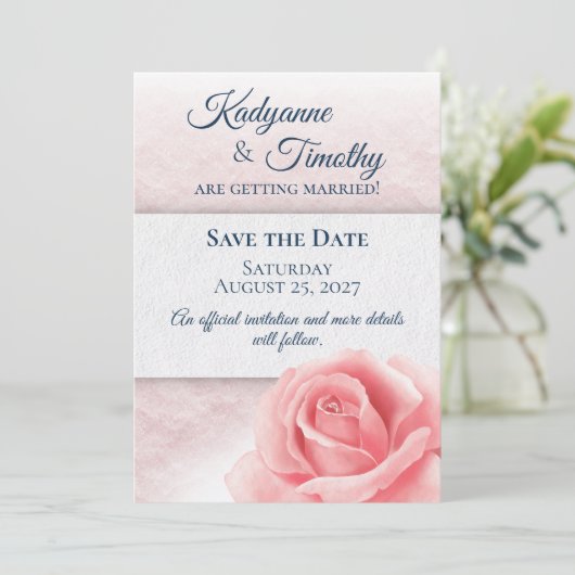 Rosenhochzeit Save The Date (Stehend Vorderseite)