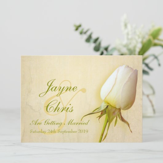 Rosenhochzeit Weiße Landschaft Einladung (Stehend Vorderseite)