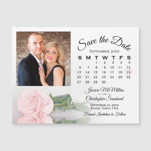 Rosenkalender und Foto Speichern Sie das Datumsfen Magneteinladung (Vorderseite)