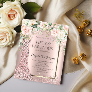 Rosenkleid Roségold Glitter Konfetti 50. Einladung
