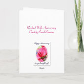 Rosenknospe Ehefrau-Jubiläumskarte Karte (Rückseite)