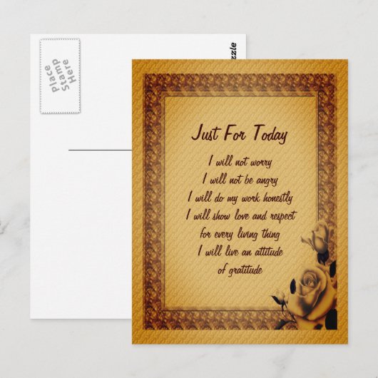 Rosenknospe für heute inspirierende Postkarte (Vorne/Hinten)