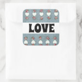 Rosenknospe & Herz Liebe Quadratischer Aufkleber (Tasche)