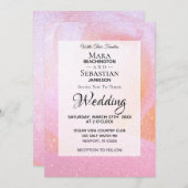 *~* Rosenknospe Imitats Glitzer Pink Peach Hochzei Einladung (Vorne/Hinten)