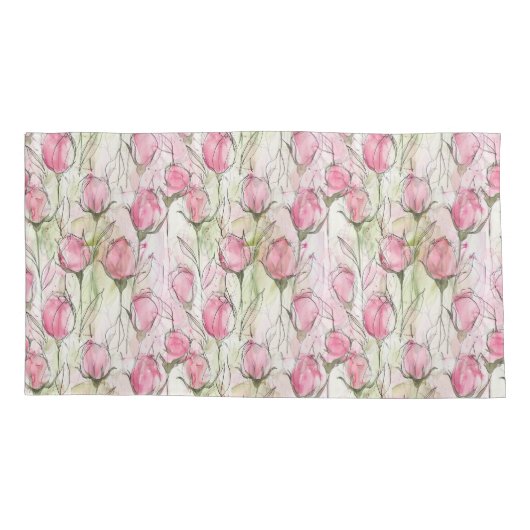 Rosenknospe in Rosa Kissenbezug (Rückseite-Links)