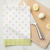 Rosenknospe Joy dots rosa grüne Küche Handtuch (Viertel Falte)