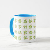 Rosenknospe Mini-Print Pink Blue White Ringer Tass Tasse (Vorderseite Links)