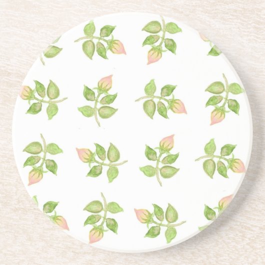 Rosenknospe Mini-Print, Rosa und Weiß Untersetzer (Vorne)