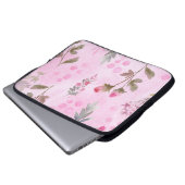 Rosenknospe, Polka Punkte: Sommerblumen. Laptopschutzhülle (Vorne Knopf)