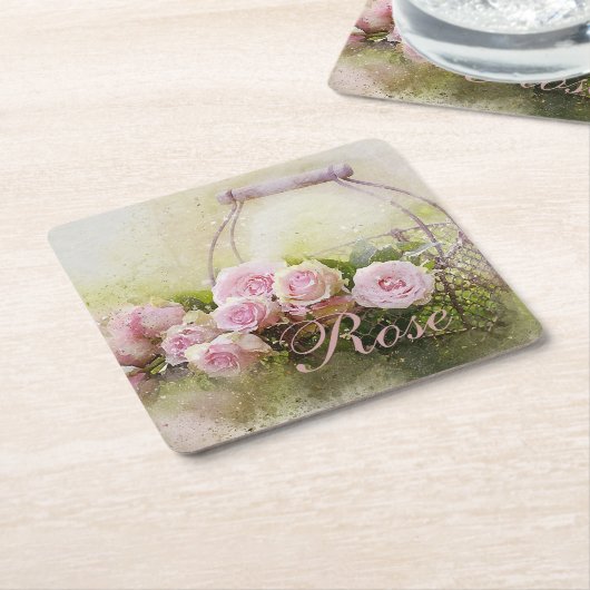 Rosenkorb Rechteckiger Pappuntersetzer (angewinkelt)