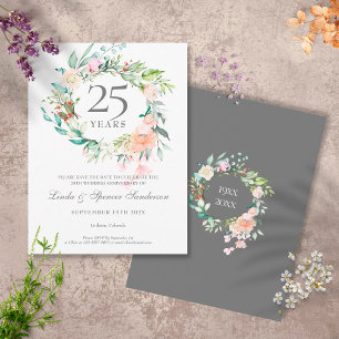 Rosenkranz 25. Hochzeitstag Save-the-Date-Karte Ankündigungspostkarte