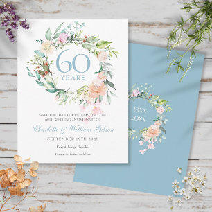 Rosenkranz 60. Hochzeitstag Save-the-Date-Karte Ankündigungspostkarte