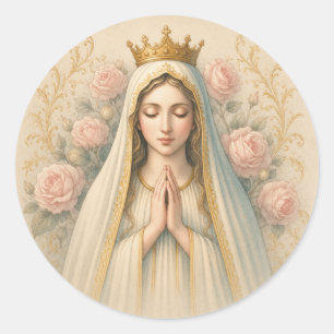 Rosenkranz beten – Andachtsbild Unsere Liebe Frau  Runder Aufkleber