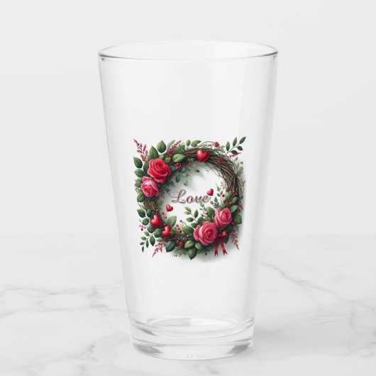 Rosenkranz Liebe Valentinstag Glaskelch Glas (Vorderseite)