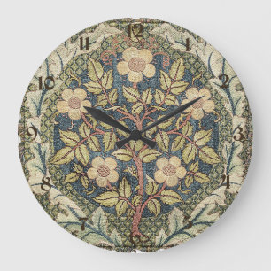 Rosenkranz Vintage-Blumenkunst von William Morris Große Wanduhr