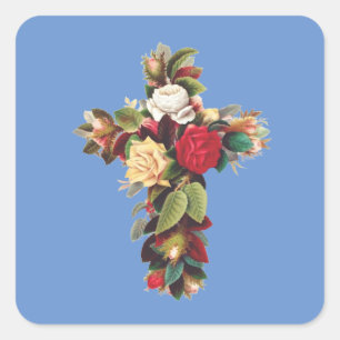 Rosenkreuz Das Rosenkreuz-Symbol der Rosenkreuzer Quadratischer Aufkleber