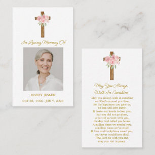 Rosenkreuz Gedenkfoto Trauer Gebetskarte Visitenkarte
