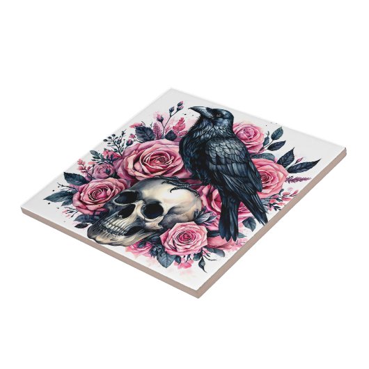 Rosenkunst auf Skull Fliese (Seite)