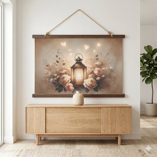 Rosenlaternen-Glow-Sträußchen Wandteppich Mit Holzrahmen
