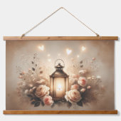 Rosenlaternen-Glow-Sträußchen Wandteppich Mit Holzrahmen (Vorne)