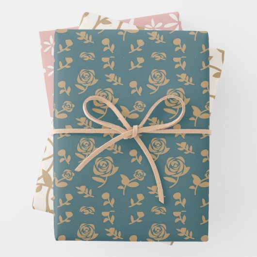 Rosenleder Rosengarten Gold Hübsch Geschenkpapier Set (Beispiel)