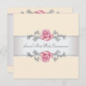Rosenmädchen Erste Kommune Einladung (Vorne/Hinten)