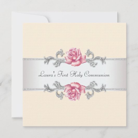 Rosenmädchen Erste Kommune Einladung (Vorderseite)