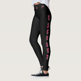 Rosenmotiv Schwarz Leggings