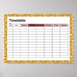 Rosenmuster Auf Klassenfahrplan-Plakaten "din A5" Poster